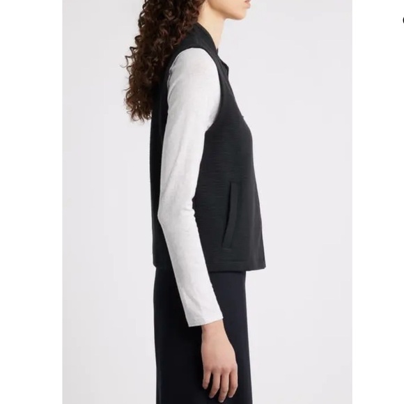 EILEEN FISHER Organic Cotton Blend Vest in Black Size L - Picture 3 of 9